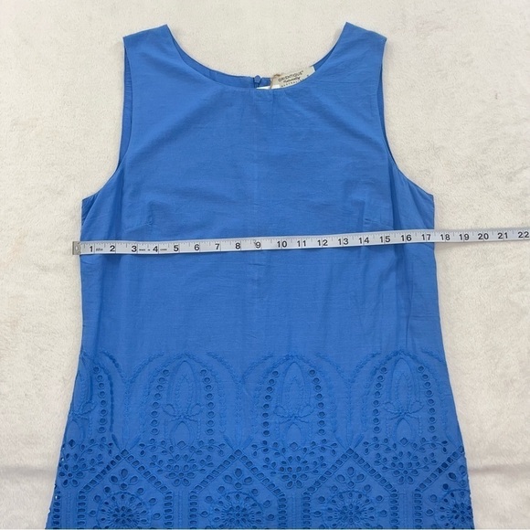 ORIENTIQUE Naturally Australian Blue Cotton Eyelet Crochet Embroidered Dress S - Picture 9 of 10